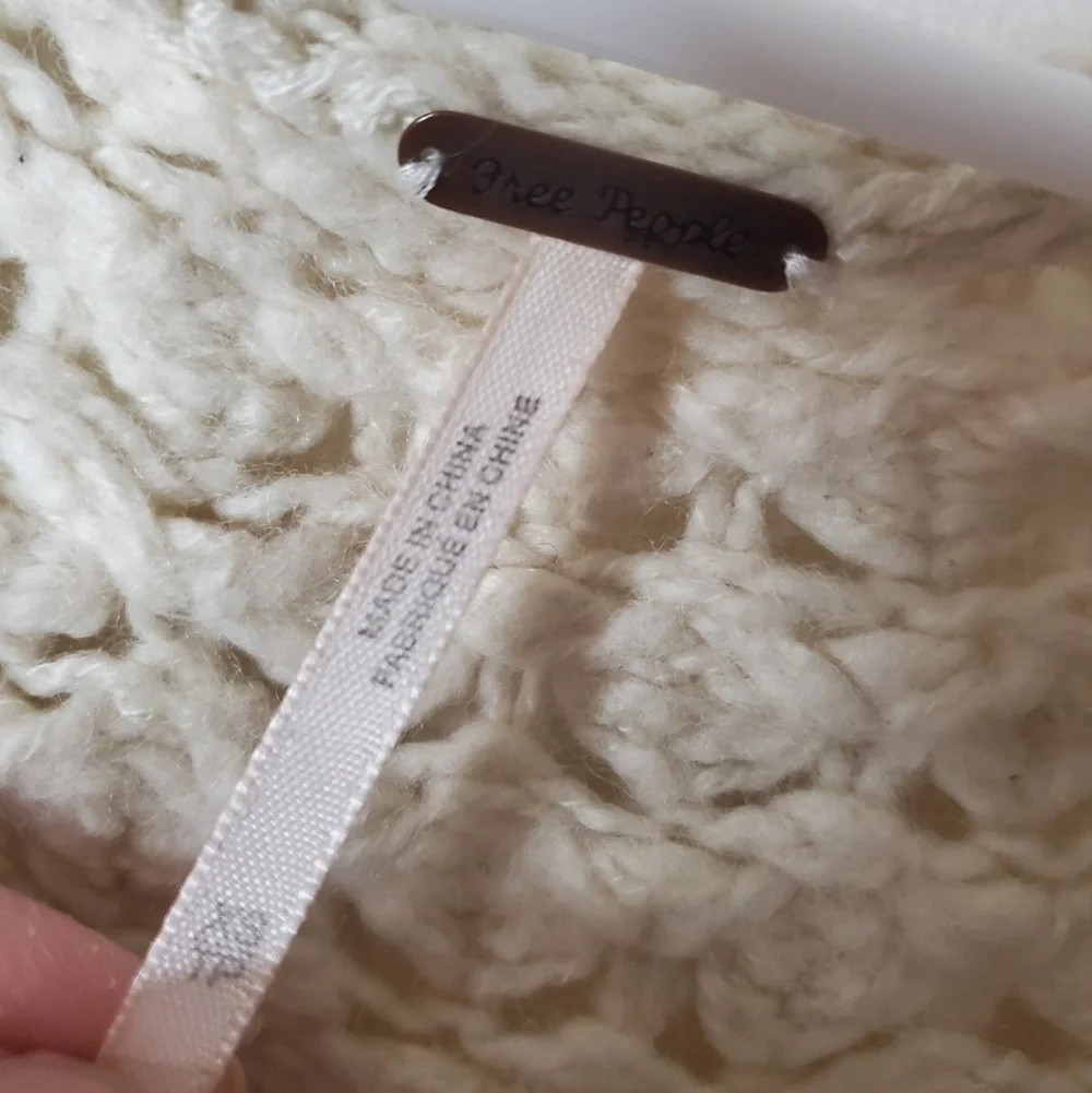 Free People Crashing Waves Open Chunky Knit Scoop Neck Wool Blend Sweater XS